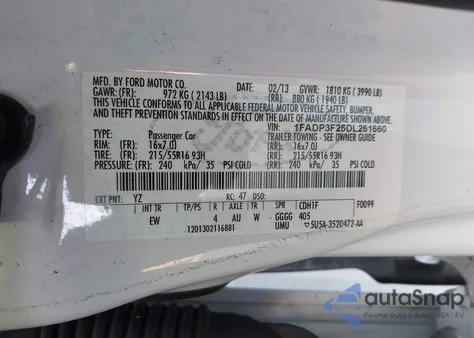 2013 Ford Focus Se from USA, damaged, VIN 1FADP3F25DL261660